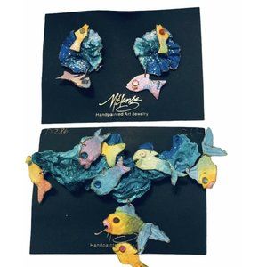 VTG 1990’s Art Jewelry- PAPER, Hand Made,‎ painted,